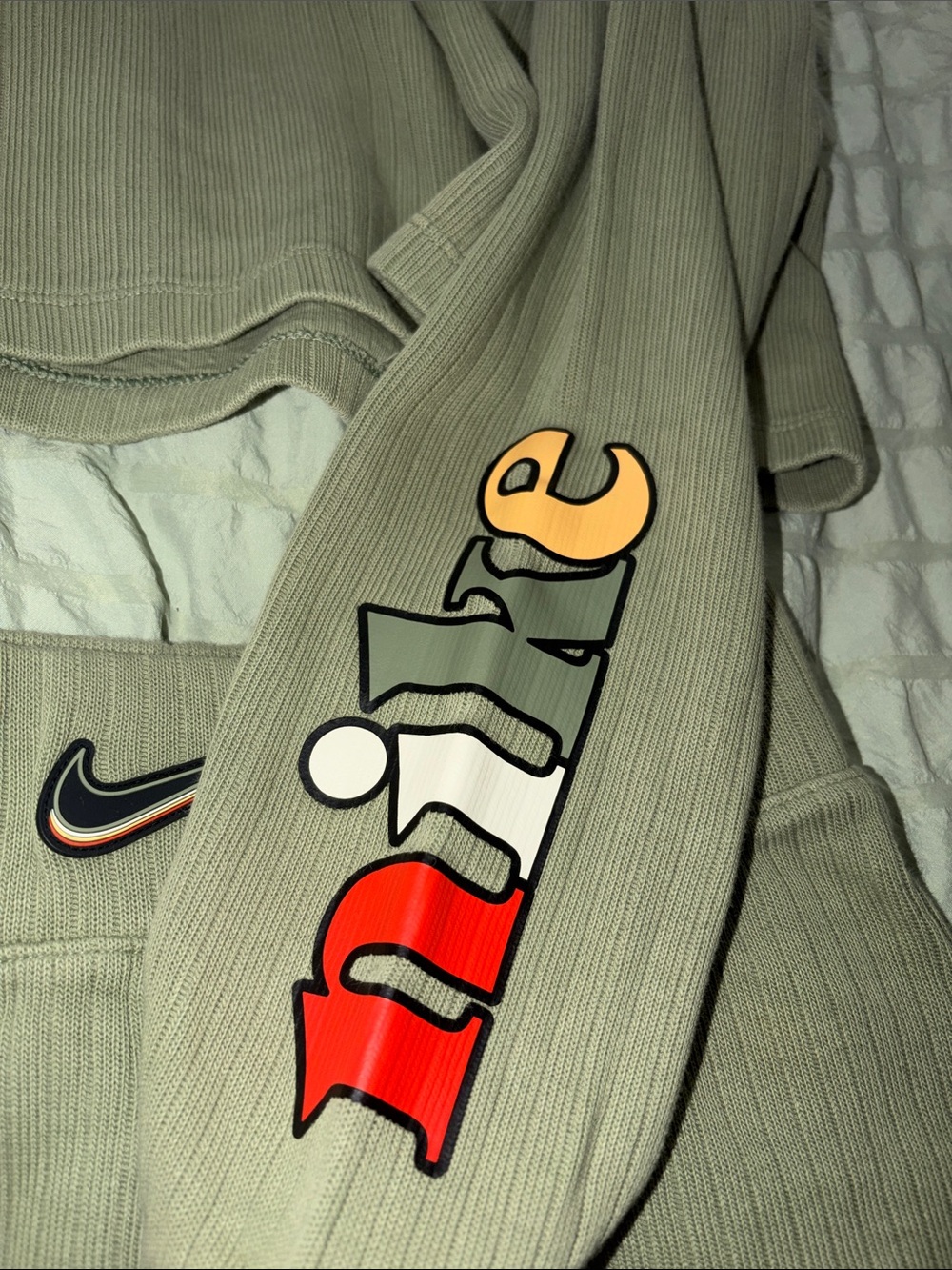 Nike Olive Green Ribbed Hoodie & Shorts Set - Picture 7 of 14